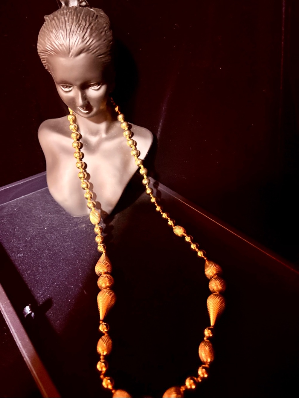Elegant Long Gold Bead Necklace for Women